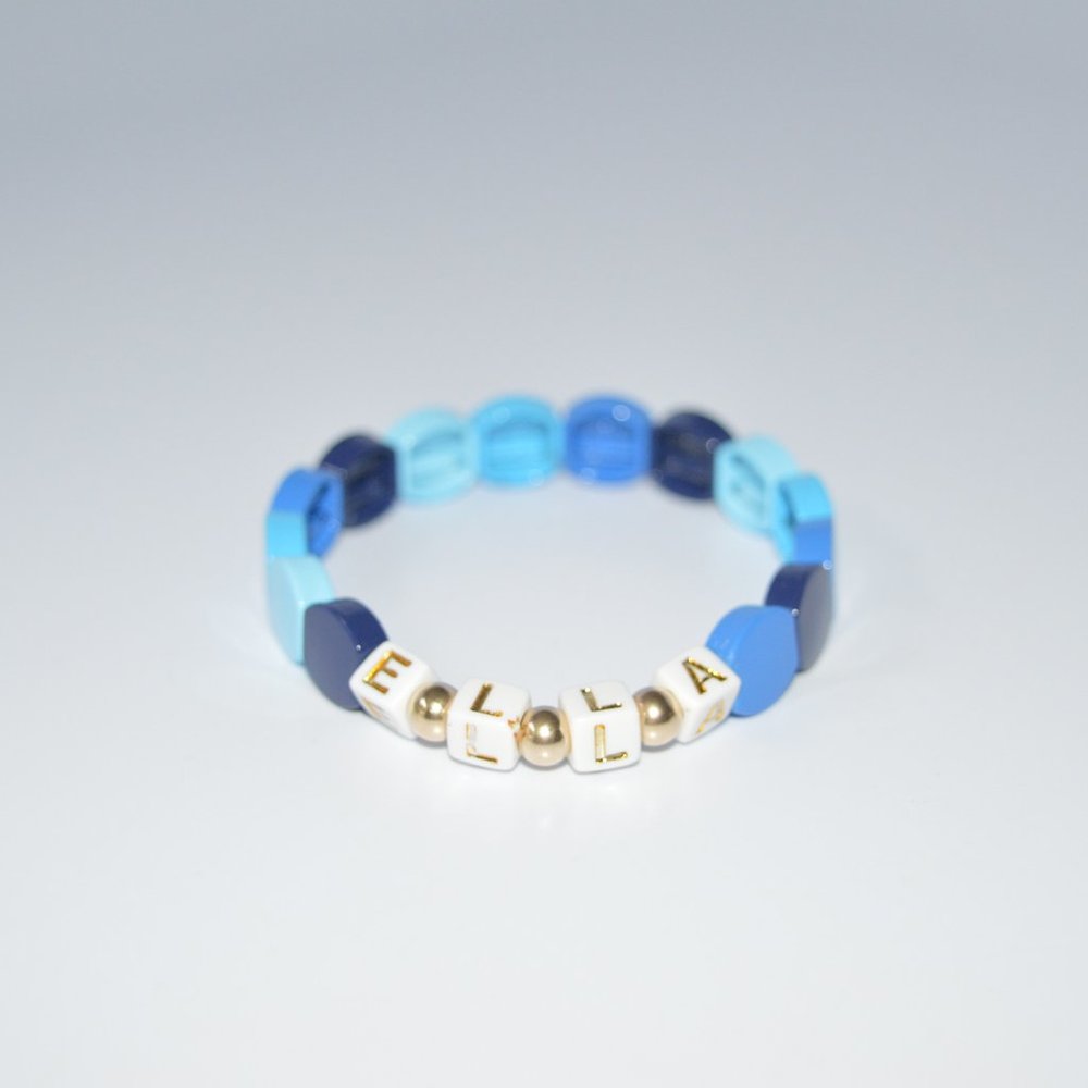 Personalize Tila Tiles Blue 14k gold Bracelet